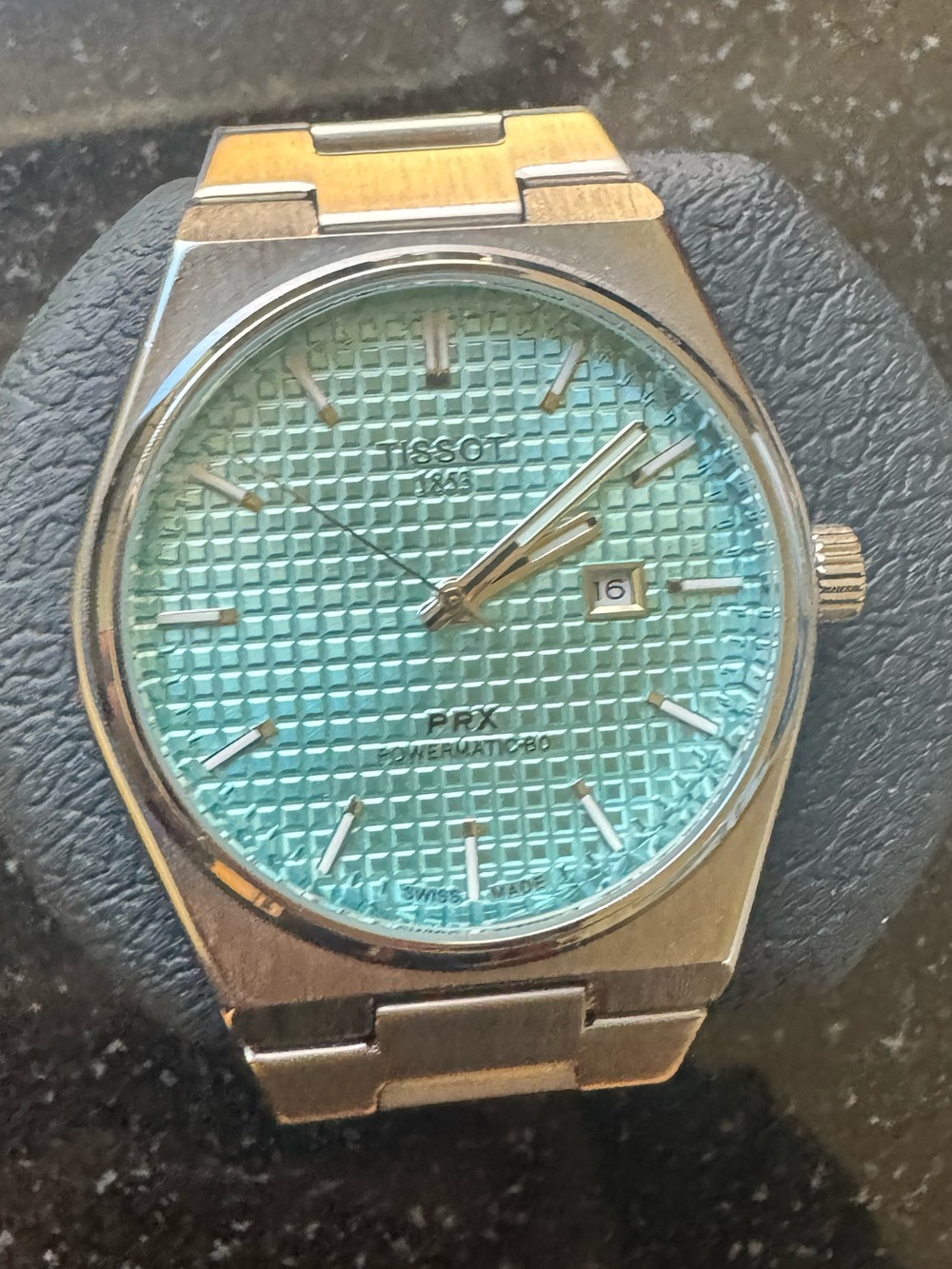 Tissot PRX Bracelet Watch with Turquoise Dial and Silver Case